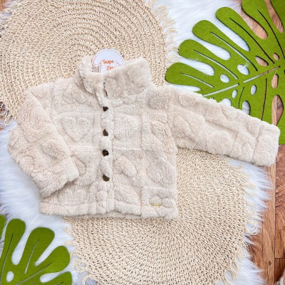 Casaco Avulso de Pelinho Corações - Areia